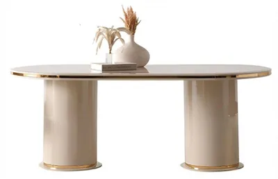 Image de Ensemble de salle à manger moderne comprenant une table ovale et 4 chaises de couleur crème