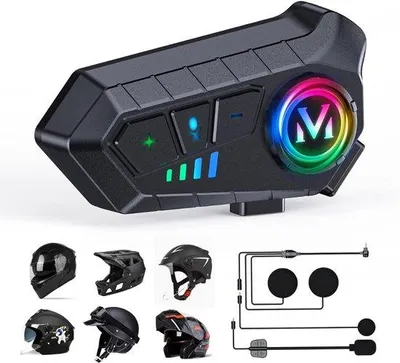Produktbild von Motorrad-Helm-Headset Schwarz, Bluetooth, Freisprechfunktion, Rauschunterdrückung, für Smartphone/Navi
