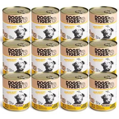 Obrázek produktu pro Dogs'n Tiger Adult Premium krmivo pro psy, mokré krmivo, bez obilovin, moučka, kuře a mrkev, 12x800g
