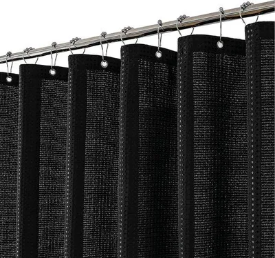 Obrázok produktu pre Čierny sprchový záves 180 x 240 cm, odolný proti plesni, s vzorom vafle
