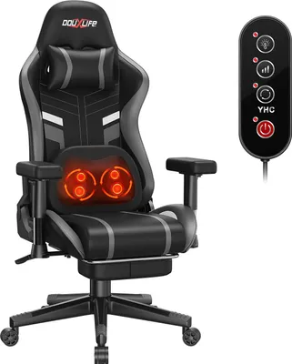 Zdjęcie produktu dla Fotel gamingowy Douxlife® GC-RC03 ergonomiczny fotel biurowy do masażu z oparciem, szary