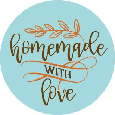 Produktbild von 48x hochwertige Etiketten "homemade WITH love" rund hohe Klebekraft 4cm Aufkleber