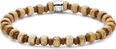 Produktbild von Frank 1967 - 7FB-0776 - keramiek kralenarmband heren - wit, bruin - 6 mm - 19 cm