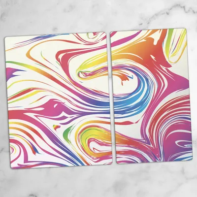 Produktbild von Glas-Herdabdeckplatten Glaskeramikkochfeld-Abdeckung Spritzschutz Schneidebrett Zweiteilige Glas 70x52 cm Marmor