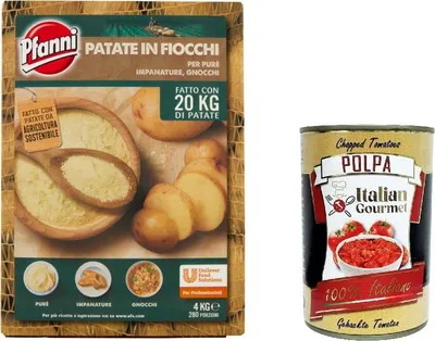 Produktbild von Pfanni Patate in Fiocchi Kartoffelflocken Für Pürees, Panaden und Gnocchi 4kg + Italian Gourmet polpa 400g