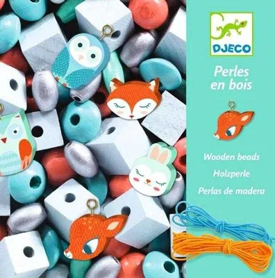 Obrázek produktu pro Dřevěné korálky na niti Animalute, Djeco