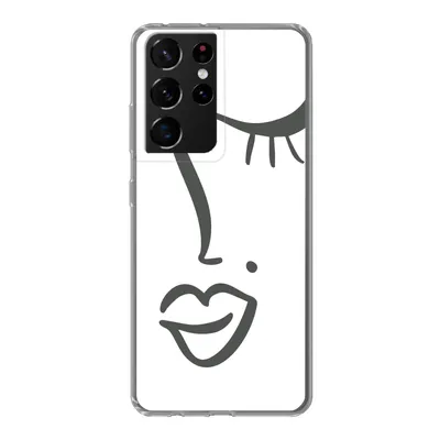 Produktbild von MuchoWow® Handyhülle Schutzhülle Hülle für Samsung Galaxy S21 Ultra Frau - Schwarz - Weiß - Abstrakt Silikon Softcase Handy Hülle - Mobiltelefon