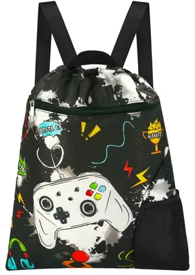 Produktbild von Turnbeutel 35 × 39,5 cm - Wasserdichte Sporttasche - Kinderrucksack - Leicht - Langlebig - Mit großem Vorderfach mit Reißverschluss