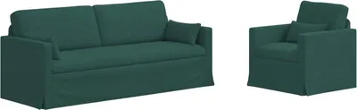 Imagen del producto de vidaXL Juego de sofás de 2 piezas, color verde oscuro, tapizado en tela
