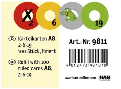 Productafbeelding van HAN 9811 kaarten, formaat DIN A8, liggend, 120 g/m², voor CROCO 2-6-19, kleur geel (S)