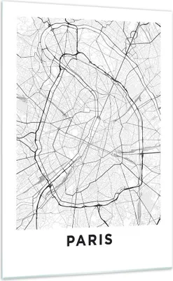 Produktbild von Bilder auf glas - Einteilig - Stadt Karte Paris - 70x100cm - Glasbilder - Wandbilder - Bilder - zum Aufhängen bereit - Wanddekoration aus Glas - Glas Bilder - Wandbild auf Glas - GPA70x100-4868