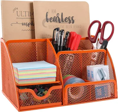 Produktbild von Büro Organizer mit Schublade - Schreibtisch Organizer - Orange