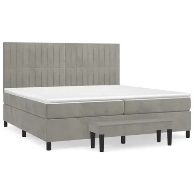 Produktbild von vidaXL Boxspringbett mit Matratze Hellgrau 200x200 cm Samt