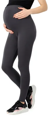 Produktbild von Be Mammy Damen Lange Umstandsleggings aus Baumwolle BE20-283 (Graphite, L)