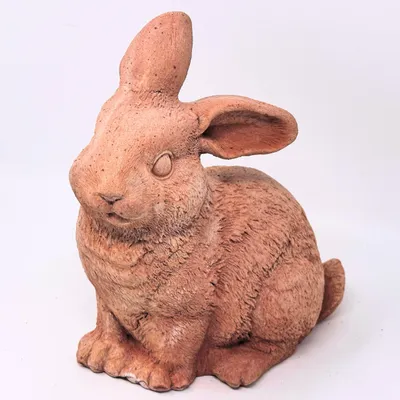 Immagine prodotto di Coniglio in terracotta – Statuina da giardino realizzata a mano – Resistente agli agenti atmosferici – 22 cm