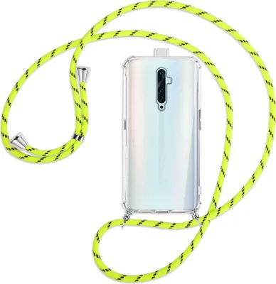 Produktbild von Handykette Backcover-Schutzhülle mit Band (Metall silberfarben) für Oppo Reno2 Z / Reno2 F - neongelb