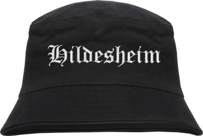 Produktbild von Hildesheim Fischerhut - Altdeutsch - bestickt - Bucket Hat Anglerhut Hut Schwarz L/XL