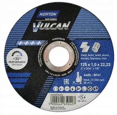 Image de Disque de coupe 125x1 NORTON Vulcan INOX plat