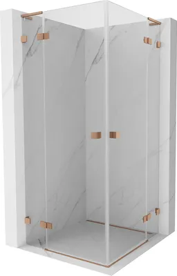 Immagine prodotto di Mexen Lunar L Duo cabina doccia ad anta battente 100 x 100 cm, trasparente, rame spazzolato - 834L-100L-100P-65-00