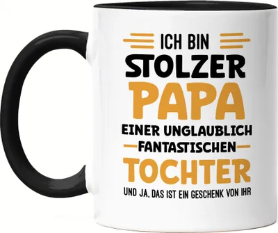 Produktbild von Ich bin stolzer Papa einer fantastischen Tochter Tasse Schwarz Geschenk Vatertag Humor Sarkasmus