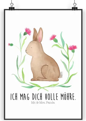 Produktbild von Mr. & Mrs. Panda Bild Hase Sitzen DIN A5 - Weiß - Geschenk, Wanddekoration, Ostern, Wandbild, Liebe, Osterhase, kunstdruck poster, Frohe, wanddeko, Ostergrüße, drucke