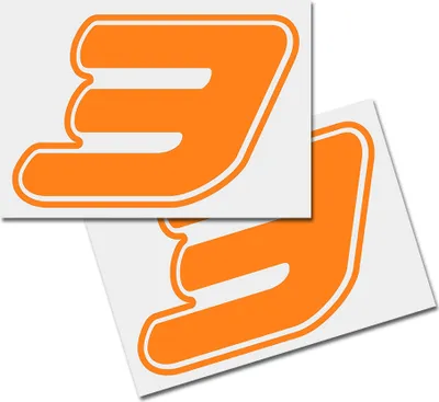 Produktbild von Startnummer Aufkleber 2er Set, Schrift Assen, # 3 orange