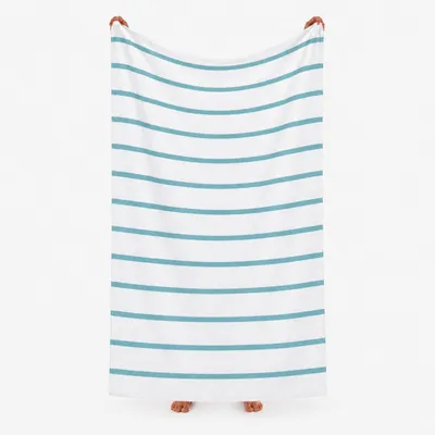 Produktbild von Komfortec Strandtuch 100x180 cm, Baumwolle, Großes Badetuch mit Streifen Design, Weich & Saugstark, Ideal für Strand, Pool und Urlaub