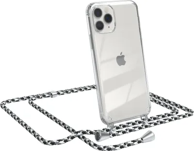 Produktbild von EAZY CASE Handykette kompatibel mit Apple iPhone 11 Pro, Handyhülle mit Umhängeband, Handykordel, Schutzhülle Clear, Band in Schwarz
