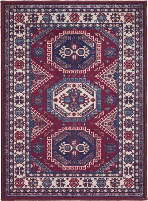 Produktbild von Teppich Wohnzimmer Schlafzimmer - 160x230 cm - Kurzflor - Waschbar - Anti-Rutsch Rückseite - Bordeaux