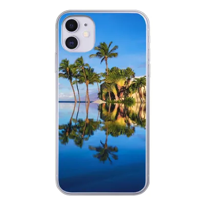 Produktbild von MuchoWow® Handyhülle Schutzhülle Hülle für iPhone 11 Am Wailea Beach in Hawaii spiegeln sich die Palmen im Wasser Silikon Softcase Handy Hülle - Handytasche