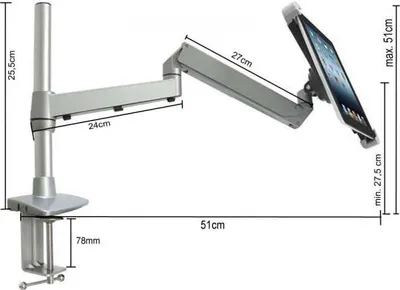 Produktbild von SYSTEM-S Tischhalterung Halter mit Schwenkarm Flexibel Ständer Stand mit Tischklemme für Tablet PC ebook Reader