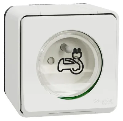 Image de Prise charge voiture électrique saillie Mureva Styl SCHNEIDER ELECTRIC blanc