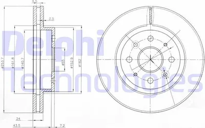 Produktbild von 2x DELPHI Bremsscheibe BG4019 für KIA RIO Kombi (DC) RIO Stufenheck (DC_) 50 7mm