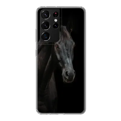 Produktbild von MuchoWow® Handyhülle Schutzhülle Hülle für Samsung Galaxy S21 Ultra Pferd - Nutztier - Schwarz Silikon Softcase Handy Hülle - Mobiltelefon