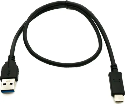 Produktbild von SYSTEM-S USB 3.1 Kabel 50 cm Typ C Stecker zu 3.0 A Stecker 5 Gbit/s 100W in Schwarz