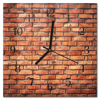 Produktbild von Tulup Glasuhr Wanduhr Küchenuhr Echt-Glas 30x30 cm Modern Dekorativ Geräuschlos Schwarzen Zeigern - Ziegelmauer
