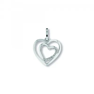 Immagine prodotto di Ciondolo cuore zircone 925/- argento rodiato lucido