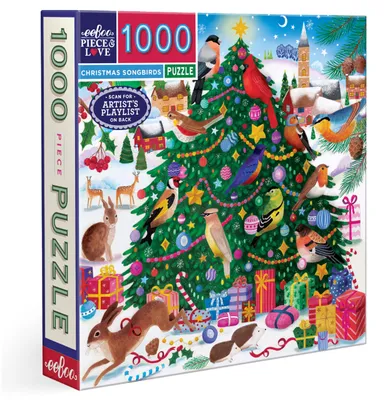 Productafbeelding van Eeboo - Puzzel met 1000 stukjes, Kerstzangvogels – Kerstpuzzel 1000 stukjes