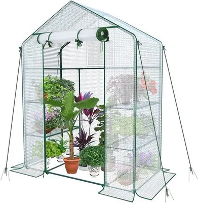 Produktbild von Famanu Pflanzenhaus PE mit 3 Etagen und 4 Regalen - 143 x 73 x 195 cm