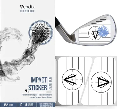 Produktbild von Vendix 152x Golf Impact Sticker - Wetterfestes Impact Tape für ganzjähriges Training um den Sweet Spot zu treffen (Eisen)