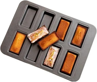 Produktbild von Praktische Mini-Muffin-Backformen, 8-Loch-Non-Stick-Rectangle-Backblech, geteilte Fleisch- und Dessert-Platte für Muffins, Brownies, Törtchen, Käsekuchen