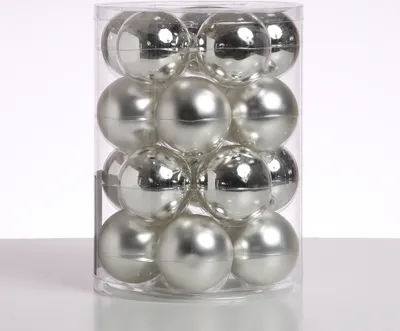 Christbaumkugel - Weihnachtsbaumkugel - Glas - D: 6cm - glänzend und matt - silber - 20er Set