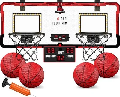 Produktbild von Famanu Mini-Basketballkorb für Kinder - 2 Spieler - mit 4 Bällen - rot