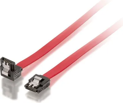 Produktbild von Equip SATA II Kabel, Abgewinkelt, 0.3m, 0,3 m, SATA II, SATA 7-pin, SATA 7-pin, Männlich/Männlich, Rot