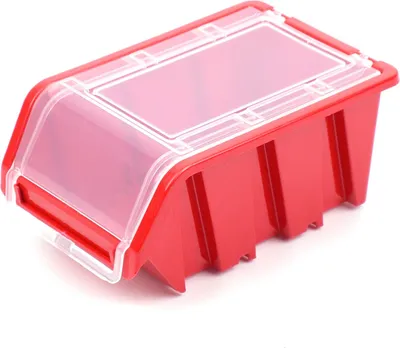 Produktbild von Valle Verde 10er Set Stapelboxen, Sortimentskasten mit Klappdeckel, Sichtlagerboxen - Für Kleinteile, Schrauben - Kunststoff - 230 x 160 x 120 mm Rot