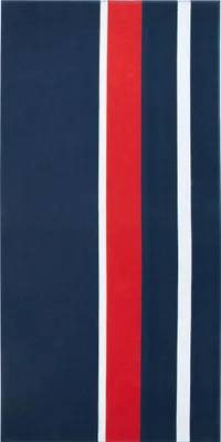 Produktbild von Strandlaken XXL aus Baumwolle, 100x200 cm, blau-rot-weiß gestreift