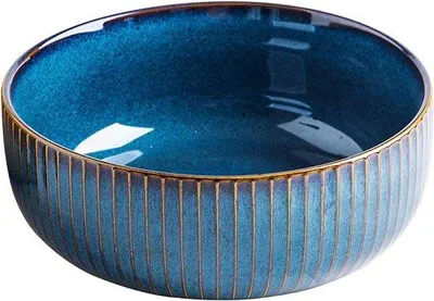 Immagine prodotto di Grande ciotola blu in porcellana, 1800 ml, realizzata a mano, 21 cm