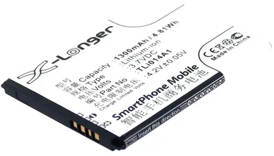 Produktbild von Akku für Alcatel One Touch Pixi 3 Li-Ion 3,7 Volt 1300 mAh schwarz.