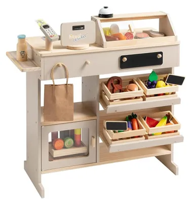 Produktbild von Holzspielgeschäft mit 30-teiligem Spielzeugset