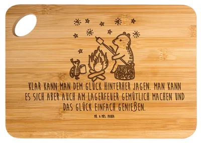 Produktbild von Mr. & Mrs. Panda Frühstücksbrett Bär & Marienkäfer Lagerfeuer - Transparent - Geschenk, Brett, Holzbrett, Hackbrett, Schneidebrett, Teddy, schneidbrett
